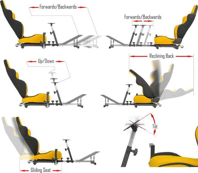 Alt view image 5 of 7 - OpenWheeler GEN3 Racing Wheel Stand Cockpit Yellow on BLACK | Fits All Logitech G923 | G29 | G920 | Thrustmaster | Fanatec Wheels | Compatible with Xbox One, PS4, PC Platforms