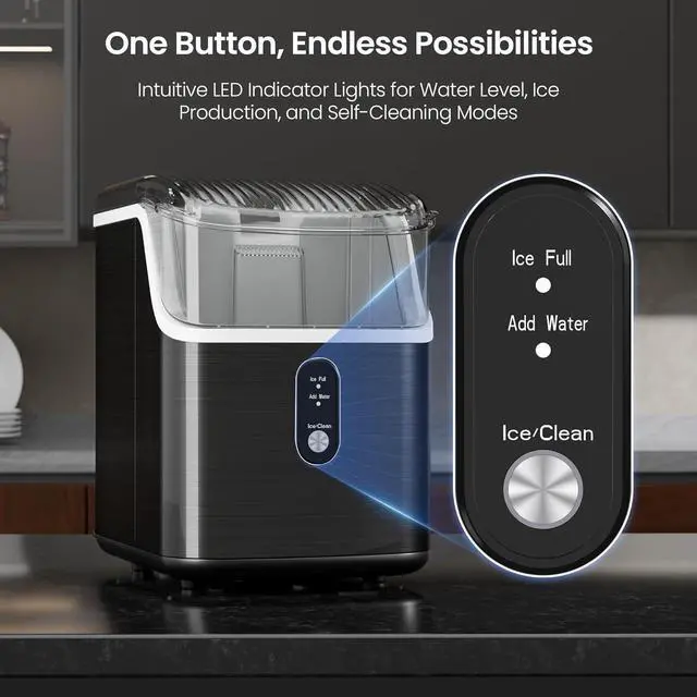 Alt view image 4 of 7 - Kismile Nugget Ice Makers Countertop,Portable Ice Maker Machine with Crushed Ice, 35lbs/Day,One-Click Operation,Self-Cleaning Countertop Ice Machine,Pellet Ice Maker Countertop for Home/Kitchen/Office