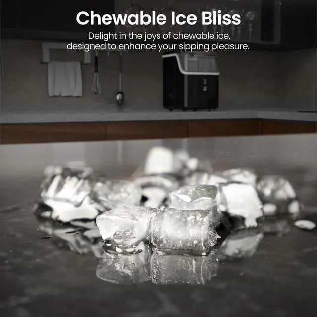 Alt view image 7 of 7 - Kismile Nugget Ice Makers Countertop,Portable Ice Maker Machine with Crushed Ice, 35lbs/Day,One-Click Operation,Self-Cleaning Countertop Ice Machine,Pellet Ice Maker Countertop for Home/Kitchen/Office