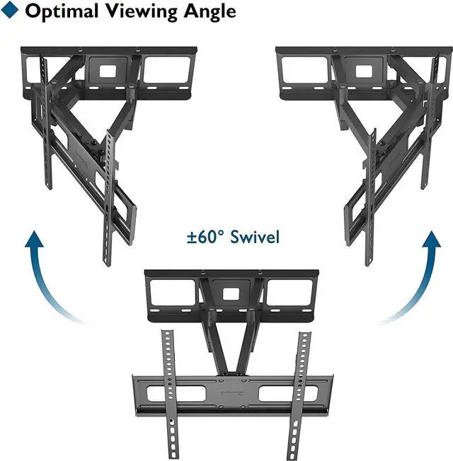 Alt view image 2 of 6 - BONTEC Full Motion TV Wall Mount for 23-70 Inch TVs, Hold up to 99 lbs, Max VESA 400x400mm, Swivel Tilt Dual Arms, Adjustable Viewing Angle, Fits 16" Wood Studs, Easy Assembly