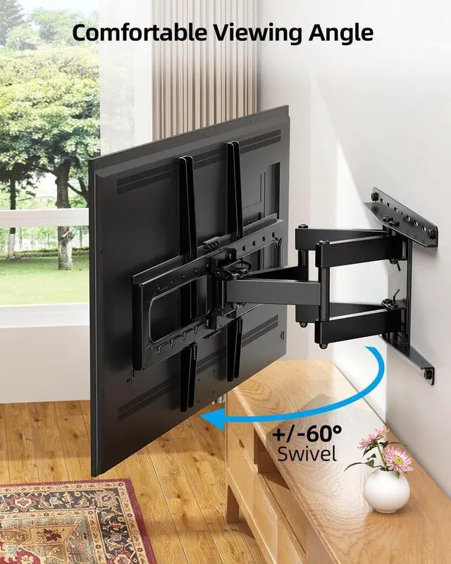 Alt view image 4 of 7 - Full Motion TV Wall Mount for Most 32-85 inch TVs up to132 lbs TV Mount Swivel and Tilt with Dual Articulating Arms Wall Mount tv Bracket Max VESA 600x400mm Fits 8 12 16 Wood Studs