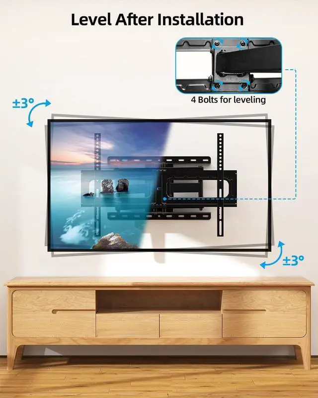 Alt view image 5 of 7 - Full Motion TV Wall Mount for Most 32-85 inch TVs up to132 lbs TV Mount Swivel and Tilt with Dual Articulating Arms Wall Mount tv Bracket Max VESA 600x400mm Fits 8 12 16 Wood Studs