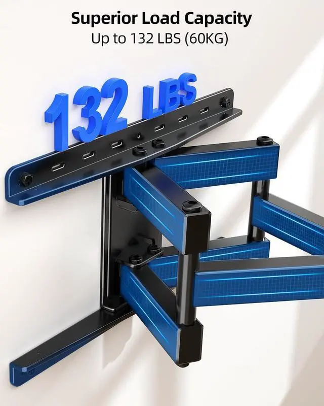Alt view image 6 of 7 - Full Motion TV Wall Mount for Most 32-85 inch TVs up to132 lbs TV Mount Swivel and Tilt with Dual Articulating Arms Wall Mount tv Bracket Max VESA 600x400mm Fits 8 12 16 Wood Studs