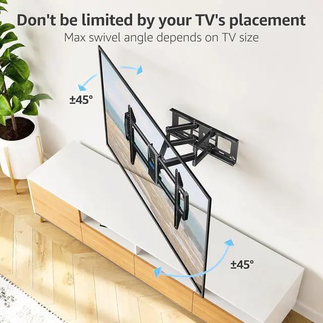 Alt view image 3 of 7 - MOUNTUP Full Motion TV Wall Mount for Most 42-82 inch TVs, Wall Mount Bracket with Articulating Swivel and Tilt, TV Mount Max VESA 600x400mm, Holds up to 100lbs Fits 16" Stud