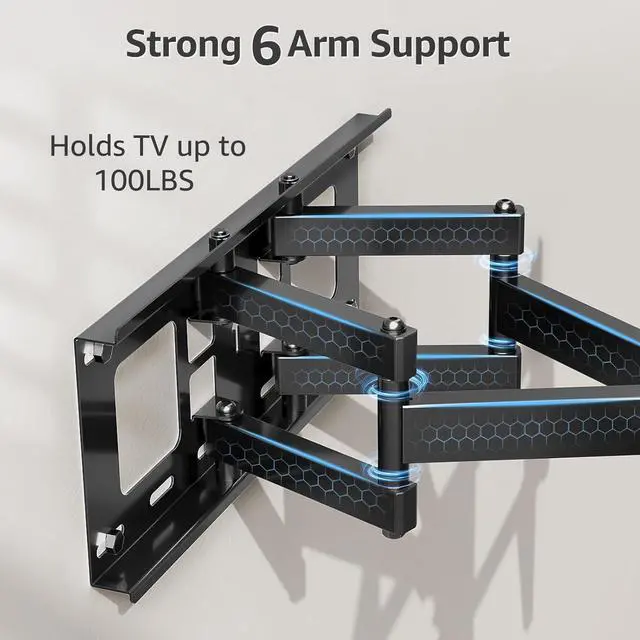Alt view image 5 of 7 - MOUNTUP Full Motion TV Wall Mount for Most 42-82 inch TVs, Wall Mount Bracket with Articulating Swivel and Tilt, TV Mount Max VESA 600x400mm, Holds up to 100lbs Fits 16" Stud