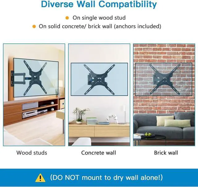 Alt view image 4 of 6 - Full Motion TV Wall Mount Bracket Articulating Arms Swivels Tilts Extension for Most 26-55 Inch LED LCD Flat Curved Screen TVs, Max VESA 400x400mm up to 66lbs by Pipishell