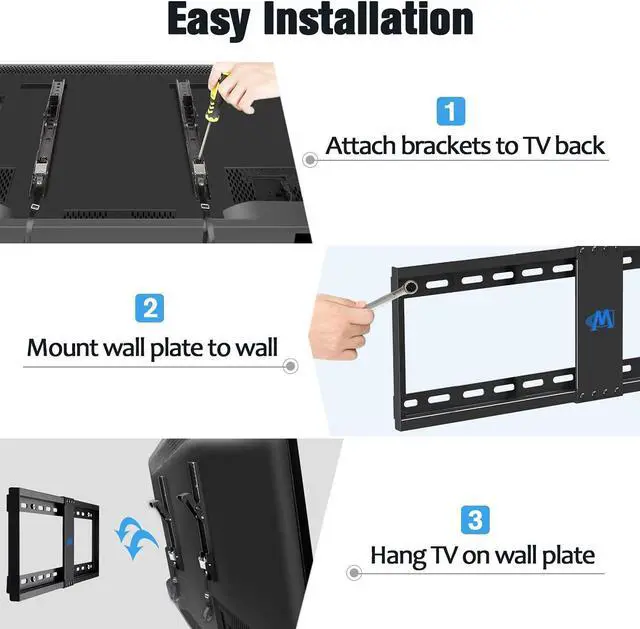 Alt view image 7 of 7 - TV Wall Mount for Most 37-70 Inch Flat Screen TV with Tilting Low Profile & Space Saving Wall Mount for 16 18 24 Stud TV Mount Bracket for up to VESA 600 x 400mm 132lbs MD2868-LK