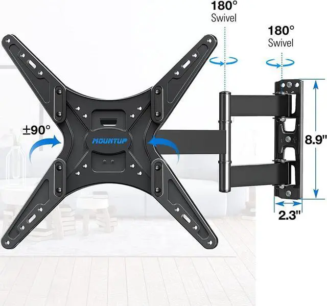 Alt view image 7 of 7 - TV Wall Mount Full Motion Tilting TV Mount Bracket for Most 26-55 Inch Flat Curved TVs with Swivels Articulating Arms Max VESA 400X400mm and 88lbs Fits Single Stud MU0014