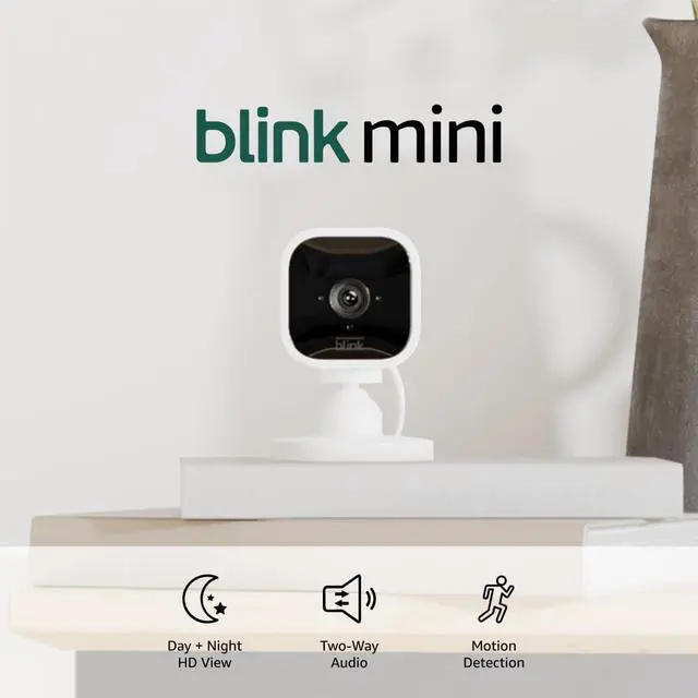 Main image of Blink Mini - Compact indoor plug-in smart security camera, 1080p HD video, night vision, motion detection, two-way audio, easy set up, Works with Alexa  2 cameras (White)