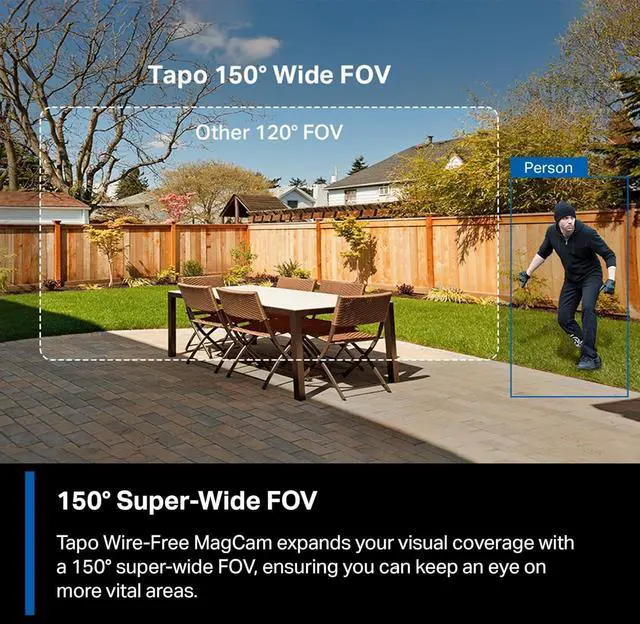 Alt view image 3 of 7 - Tapo MagCam, 2025 Wirecutter Best Outdoor Security Camera & PCMag Editors Choice, 2K, Battery, Magnetic Mount Wireless Camera, 150° FOV, SD/Cloud Storage, Person/Vehicle Detection