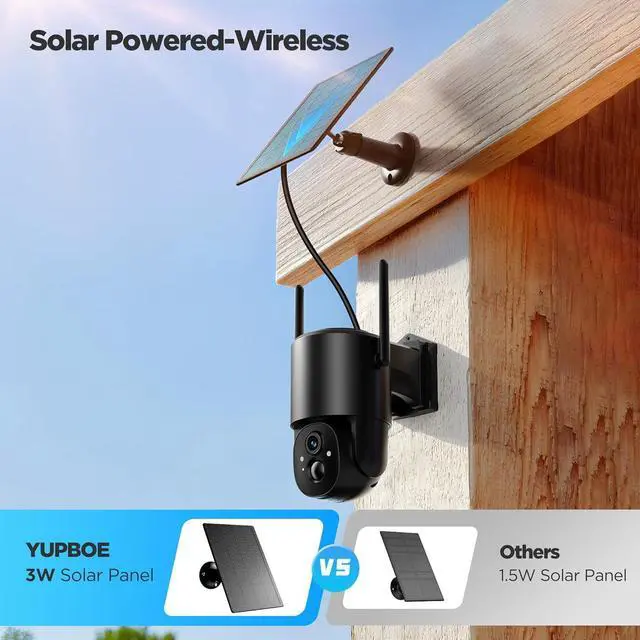 Alt view image 2 of 7 - Gadpiparty Security Cameras Wireless Outdoor Solar: Battery Cameras for Home Security WiFi Camera Outdoor Surveillance Camera PTZ 360° CCTV Cam System with Floodlight Color Night Vision PIR Sensor