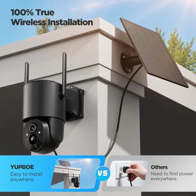 Alt view image 3 of 7 - Gadpiparty Security Cameras Wireless Outdoor Solar: Battery Cameras for Home Security WiFi Camera Outdoor Surveillance Camera PTZ 360° CCTV Cam System with Floodlight Color Night Vision PIR Sensor