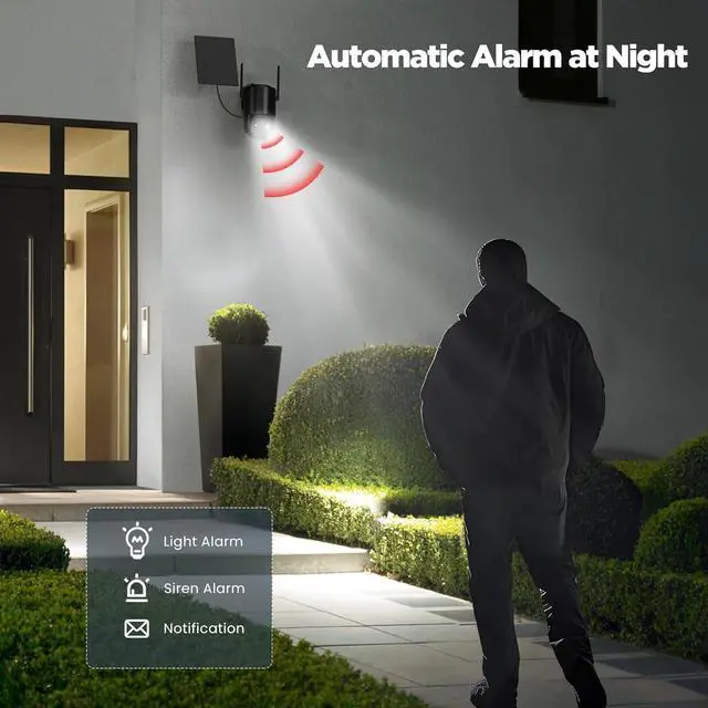 Alt view image 5 of 7 - Gadpiparty Security Cameras Wireless Outdoor Solar: Battery Cameras for Home Security WiFi Camera Outdoor Surveillance Camera PTZ 360° CCTV Cam System with Floodlight Color Night Vision PIR Sensor