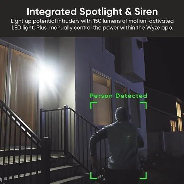 Alt view image 5 of 7 - WYZE 2K HDR Rechargeable Battery Outdoor/Indoor Security Camera, Color Night Vision, Integrated Spotlight & Siren, Wire Free, 2-Way Audio - White, 1-Pack