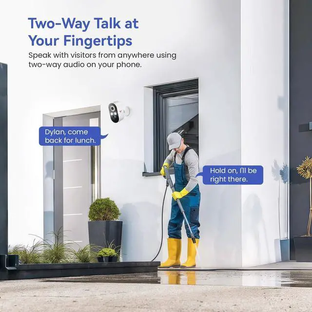 Alt view image 6 of 7 - 1080p Wireless Security Camera, 2.4GHz Wi-Fi Only, Color Night Vision, AI Human Detection, PIR Motion Detection, 2-Way Talk, Outdoor Surveillance Bullet Cam, No Solar Panel Included (2 Pack)