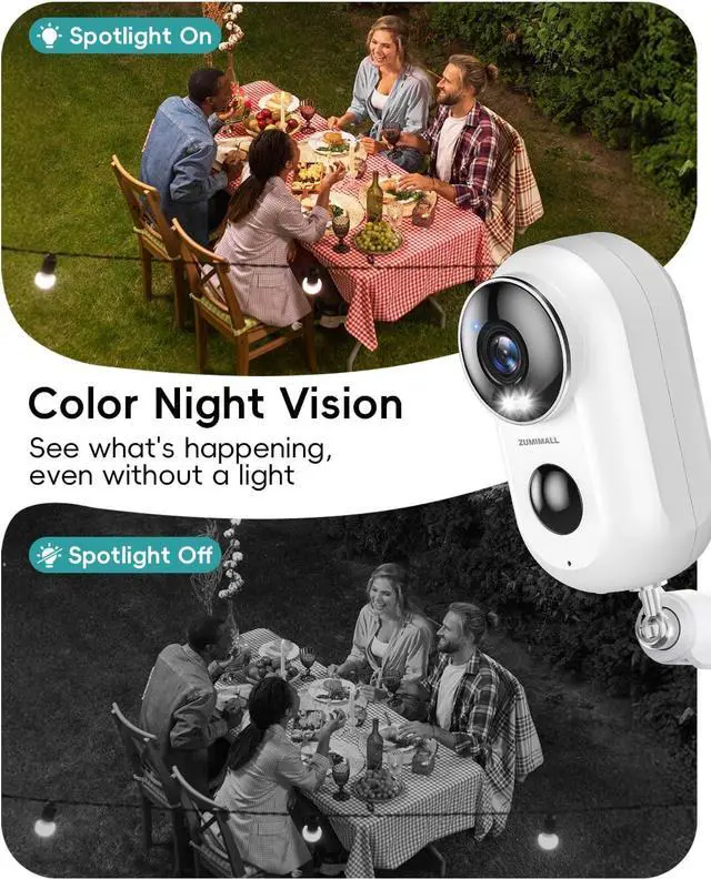 Alt view image 3 of 7 - ZUMIMALL 2K Security Cameras Wireless Outdoor, Magnetic Mount, 130° View Outdoor Camera Wireless, 2.4G WiFi Battery Camera Indoor/AI Detection/3MP Color Night Vision/2-Way Talk/Cloud/Alexa/IP66