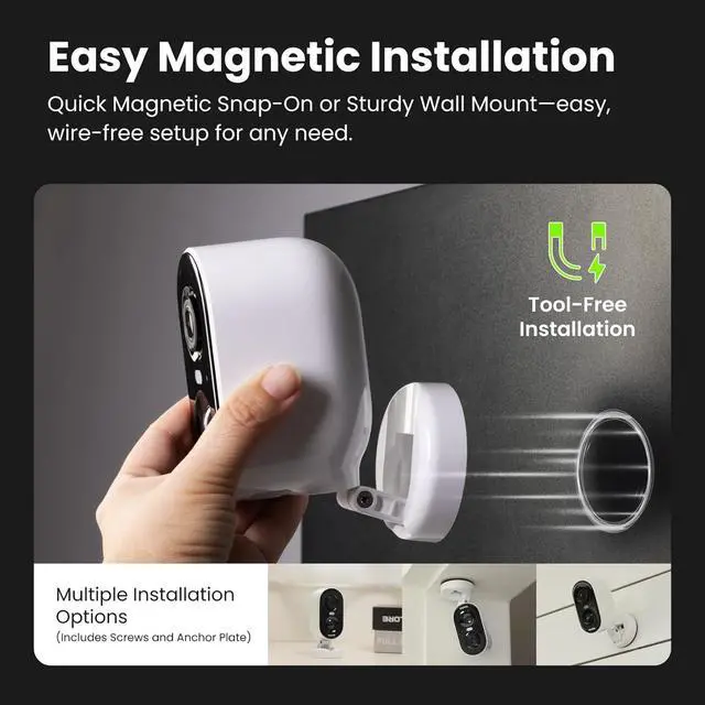 Alt view image 3 of 7 - Security Cameras Wireless Outdoor, 2K Outside Camera for Home Security, Battery Camera, Magnetic Mount, AI Detection, Color Night Vision, Spotlight, Waterproof, 2.4GHz WiFi, Cloud & SD Storage