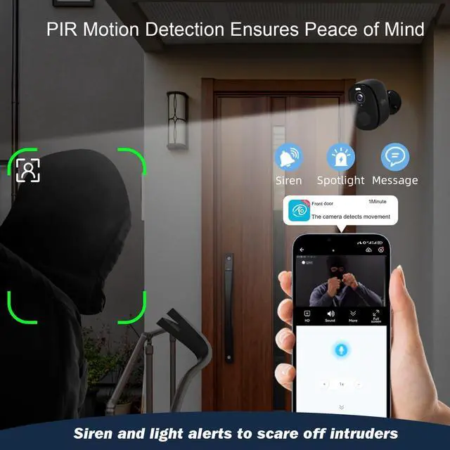Alt view image 4 of 7 - 4Pack 5G/2.4G Security Cameras Wireless Outdoor,2K Battery Powered AI Motion Detection Siren Alarm WiFi Home Indoor Camera, Color Night Vision, 2-Way Talk, Waterproof, Works w/Alexa, Cloud/SD