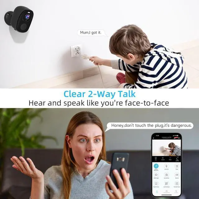 Alt view image 6 of 7 - 4Pack 5G/2.4G Security Cameras Wireless Outdoor,2K Battery Powered AI Motion Detection Siren Alarm WiFi Home Indoor Camera, Color Night Vision, 2-Way Talk, Waterproof, Works w/Alexa, Cloud/SD
