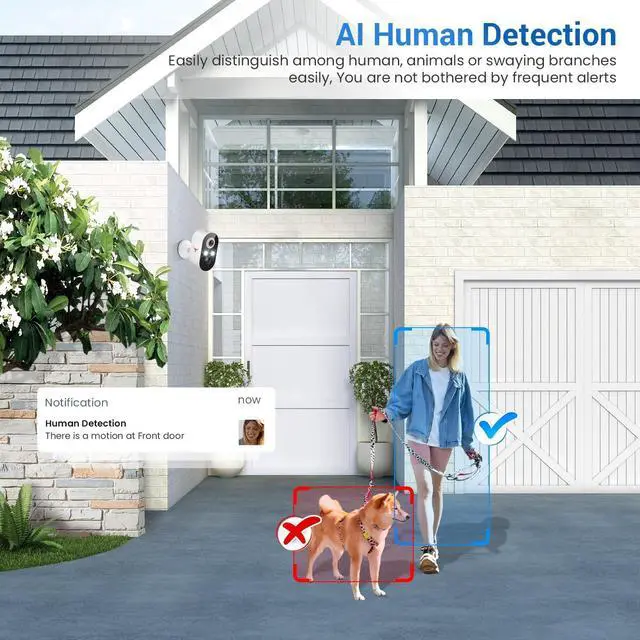Alt view image 3 of 7 - 1080P Security Camera Wireless Outdoor with 2-Way Talk for Home Security, Low Light Night Vision, PIR Motion Detection, Cloud Storage, Live View Bullet Surveillance Cam (2 Pack)