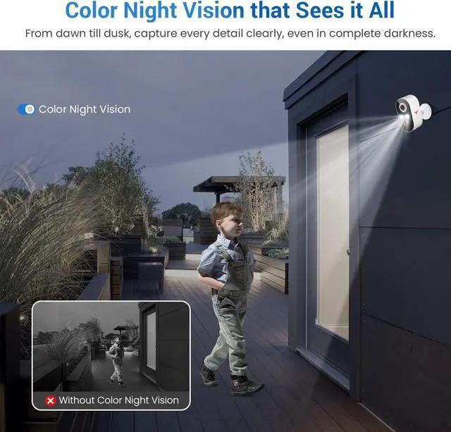Alt view image 2 of 7 - 1080P Security Camera Wireless Outdoor with 2-Way Talk for Home Security, Low Light Night Vision, PIR Motion Detection, Cloud Storage, Live View Bullet Surveillance Cam (2 Pack)