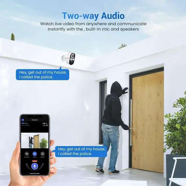 Alt view image 4 of 7 - 1080P Security Camera Wireless Outdoor with 2-Way Talk for Home Security, Low Light Night Vision, PIR Motion Detection, Cloud Storage, Live View Bullet Surveillance Cam (2 Pack)
