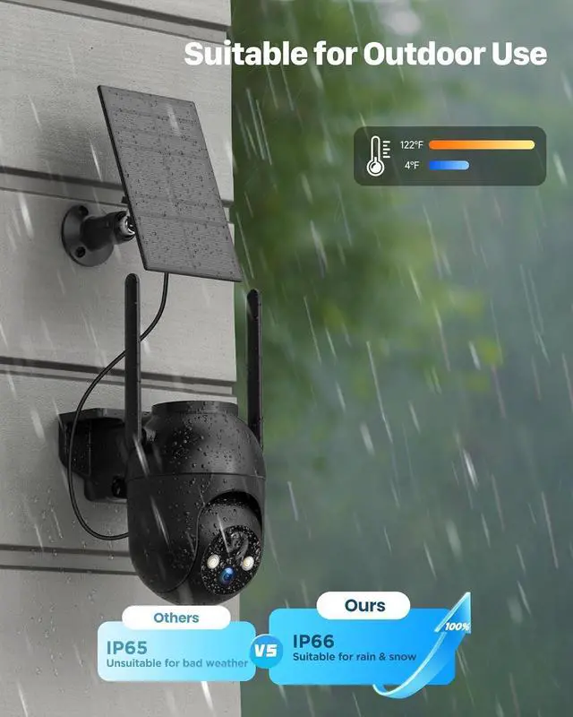 Alt view image 4 of 7 - Security Cameras Wireless Outdoor Solar: 2K WiFi Camera for Home Security System - Battery Powered Cam IP66 Waterproof Motion Sensor - Camaras de Seguridad para Casa Inalambricas