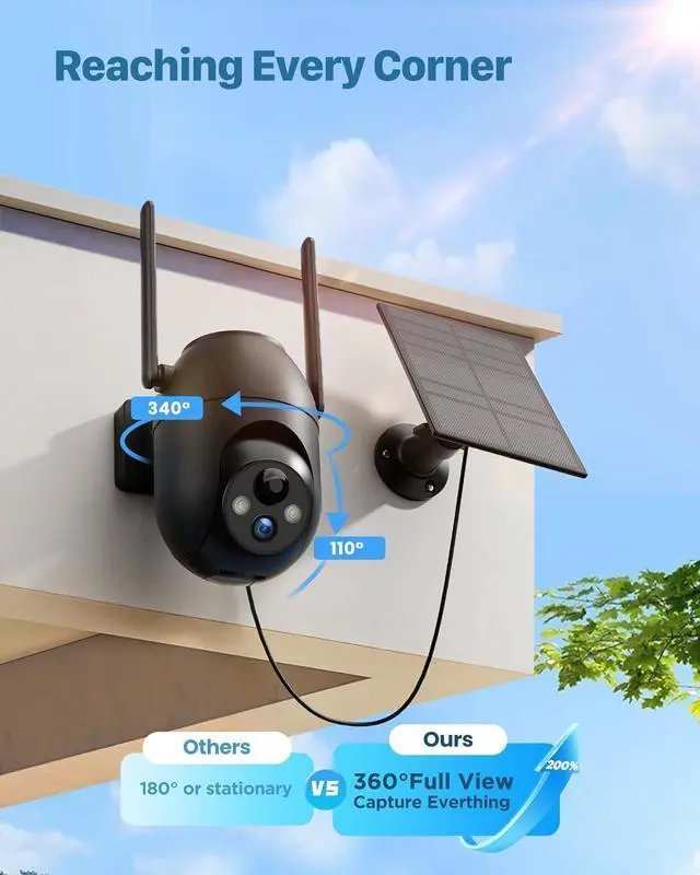 Alt view image 6 of 7 - Security Cameras Wireless Outdoor Solar: 2K WiFi Camera for Home Security System - Battery Powered Cam IP66 Waterproof Motion Sensor - Camaras de Seguridad para Casa Inalambricas