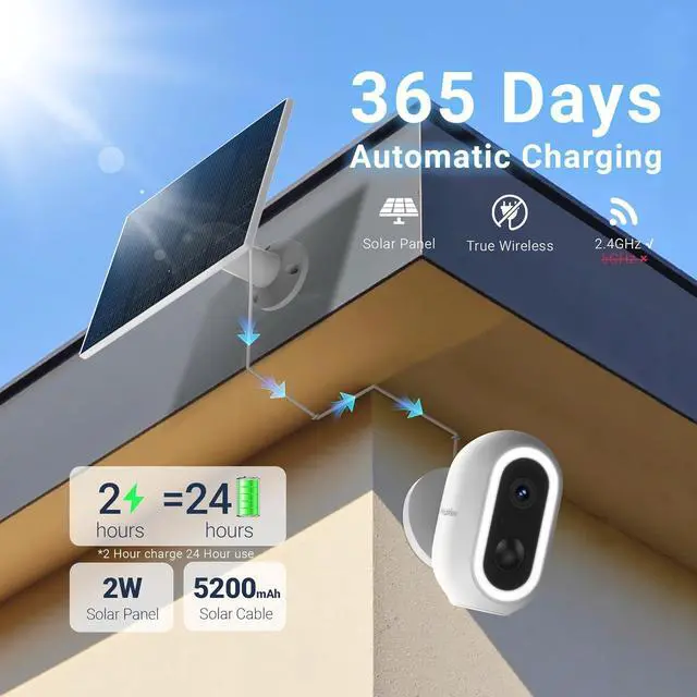 Alt view image 2 of 7 - Laview 2K Solar Security Cameras Wireless Outdoor, Rechargeable Battery Wifi Cameras for Home Security with Spotlight Color Night Vision,Siren Alarm,AI Human Detection,IP65,2-Way Talk,Cloud/SD Storage