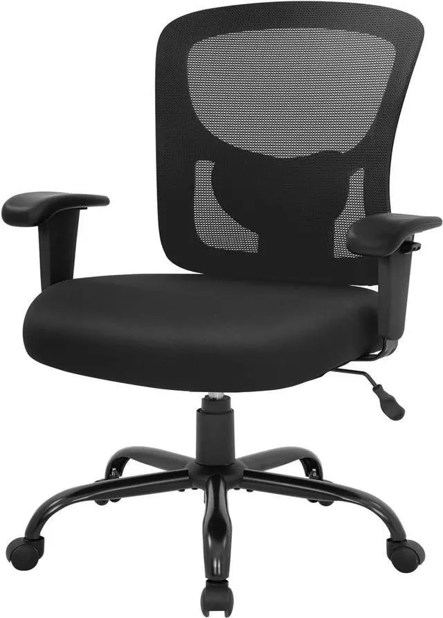 Main image of Big and Tall 500lbs Mesh Office Chair Ergonomic Executive Task Desk Chair Rolling Swivel Computer Chair with Lumbar Support for Women, Men (Black)