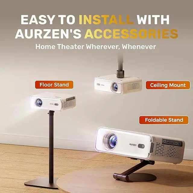 Alt view image 6 of 7 - EAZZE D1 Smart Projector with WiFi and Bluetooth, Netflix-Officially-Licensed, Auto Focus & Keystone, DoIby Audio, Zoom, Native 1080P Movie, Portable Outdoor Mini Projector, White