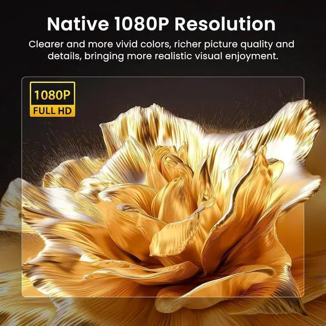 Alt view image 2 of 7 - HAPPRUN Native 1080P Bluetooth Projector, Full HD Portable Outdoor Movie Projector with Built-in Speaker, Compatible with Smartphone, HDMI, USB, AV, Fire Stick, PS5 for Home, Bedroom, Outdoor Use