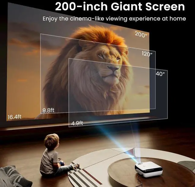 Alt view image 6 of 7 - HAPPRUN Native 1080P Bluetooth Projector, Full HD Portable Outdoor Movie Projector with Built-in Speaker, Compatible with Smartphone, HDMI, USB, AV, Fire Stick, PS5 for Home, Bedroom, Outdoor Use