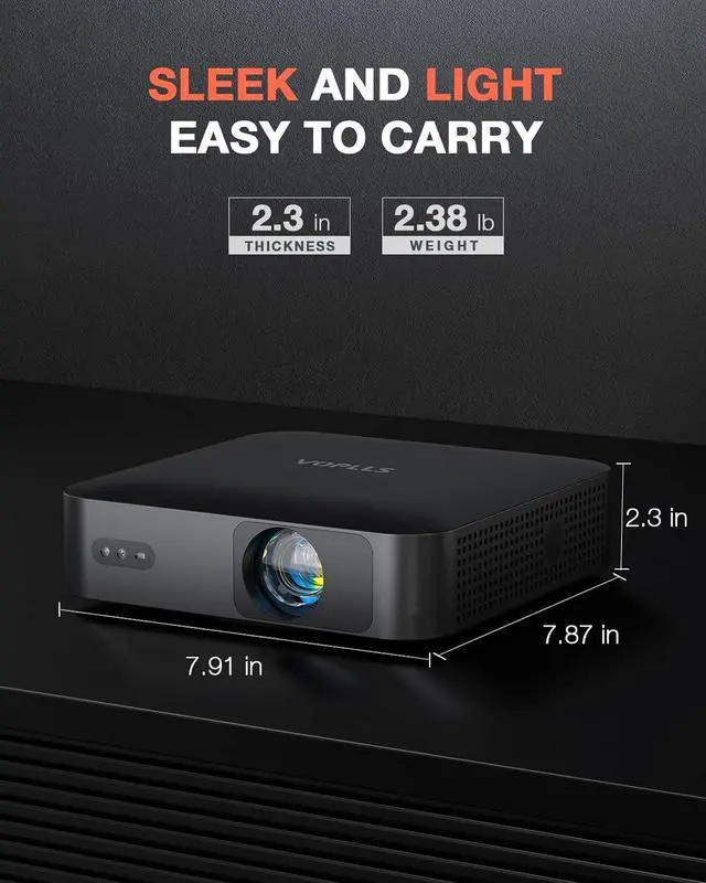 Alt view image 3 of 7 - Mini Projector with WiFi and Bluetooth, 550ANSI Native 1080P Portable Outdoor Movie Projector, VOPLLS Home Projector 4K Support for HDMI/USB/AV/Phone/Laptop