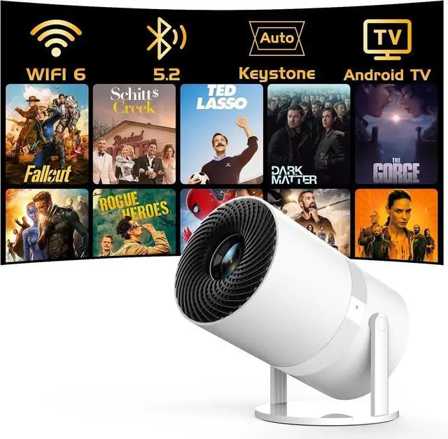 Main image of [Built-in -Apps] PANSEBA 270°Adjustable Smart Mini Projector with WiFi 6 and Bluetooth, Auto Keystone Outdoor Movie Projector, Big Screen Home Portable Projector for Phone/TV Stick/Laptop/HDMI