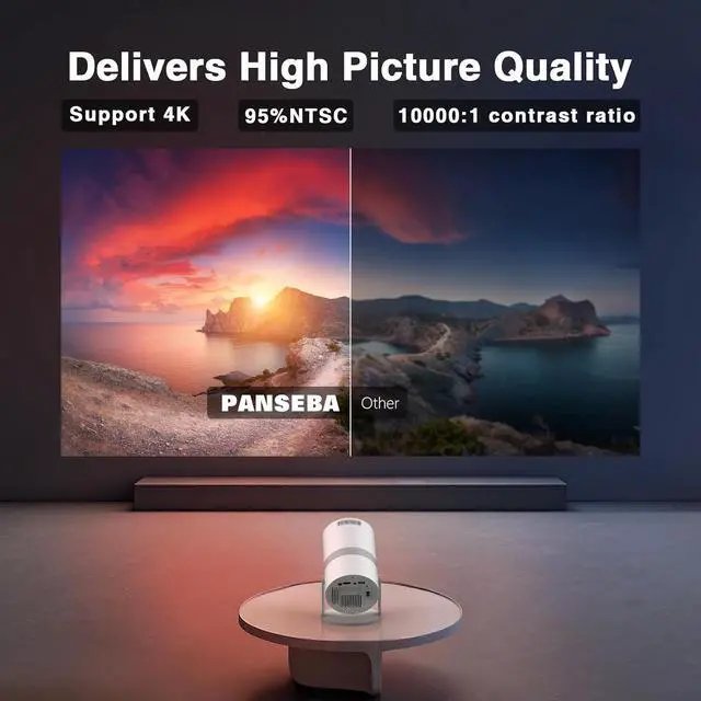 Alt view image 4 of 7 - [Built-in -Apps] PANSEBA 270°Adjustable Smart Mini Projector with WiFi 6 and Bluetooth, Auto Keystone Outdoor Movie Projector, Big Screen Home Portable Projector for Phone/TV Stick/Laptop/HDMI