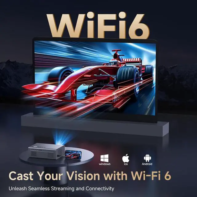 Alt view image 7 of 7 - 4K Projector with Netflix-Licensed&Dolby Audio, AI Auto Focus&6D Keystone Kogata Smart Projector with Built in Apps Outdoor Movie Proyector with WiFi 6 Bluetooth for Home Theater UPGRADE