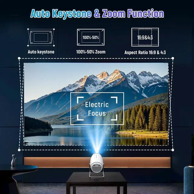 Alt view image 4 of 7 - Mini Projector, Projector with WiFi and Bluetooth, 4K 1080P Support Portable Projector 180° Rotatable 130'' Screen Movie Projector Auto Keystone Compatible with HDMI/USB/Smartphone/PC/Laptop