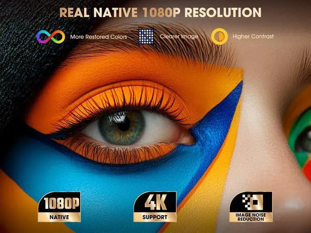 Alt view image 4 of 7 - E1 Pro Netflix-Certified Smart Projector, 550 ANSI Lumens, WiFi Bluetooth, Auto Focus & Keystone, Native 1080P & 4K Support, Full-Sealed Optical Engine, Portable Home Theater for Indoor/Outdoor