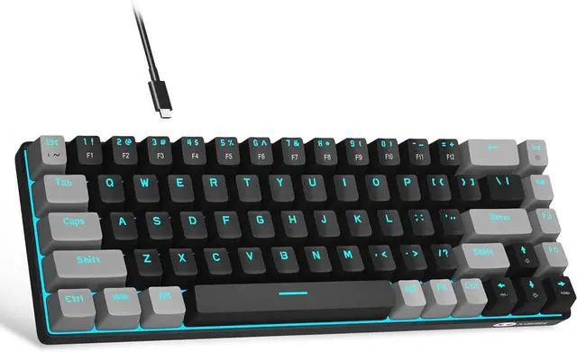 Main image of Portable 60% Mechanical Gaming Keyboard, MK-Box LED Backlit Compact 68 Keys Mini Wired Office Keyboard with Red Switch for Windows Laptop PC Mac - Black/Grey