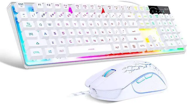 Main image of Gaming Keyboard and Mouse Combo, K1 RGB LED Backlit Keyboard with 104 Key for PC/Laptop(White)