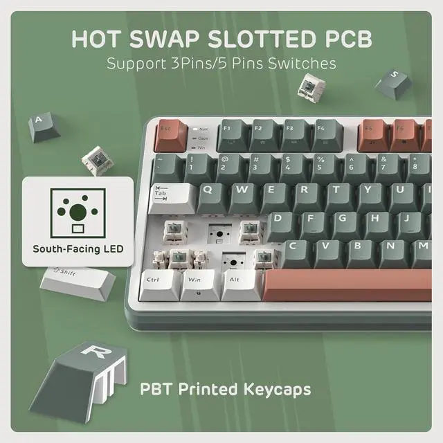 Alt view image 6 of 7 - RK ROYAL KLUDGE S98 Mechanical Keyboard w/Smart Display & Knob, Top Mount 96% Wireless Mechanical Keyboard BT/2.4G/USB-C, Hot Swappable, Software Support, Creamy Sounding, 98 Keys