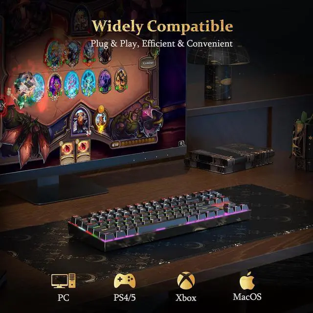 Alt view image 7 of 7 - K552 Mechanical Gaming Keyboard, LED Gaming Keyboard with Red Switches, 87 Full Anti-ghosting Keys, Unique Metal Rim for Windows Gaming PC - Black