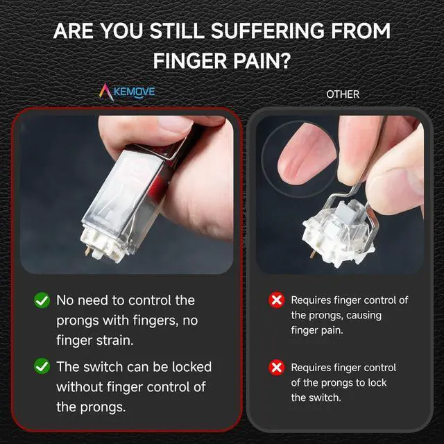 Alt view image 2 of 6 - P10 2-in-1 Switch Puller Keycap Puller for Mechanical Keyboard, 304 Stainless Steel Key Switch Keycap Puller, Easily Remove and Replace Gaming Keyboard Switches and keycaps - Black Translucent