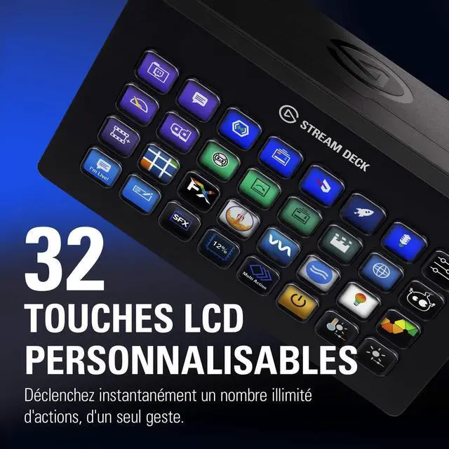Alt view image 3 of 7 - Elgato Stream Deck XL  Advanced Studio Controller, 32 macro keys, trigger actions in apps and software like OBS, Twitch, YouTube and more, works with Mac and PC