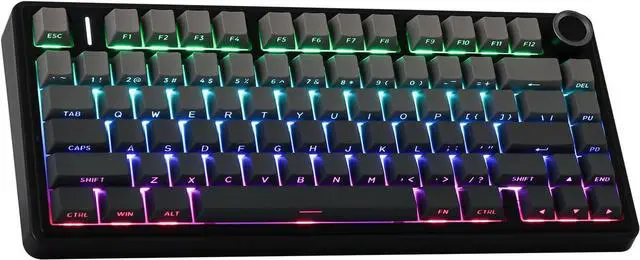 Main image of Aula F75 Gasket Mechanical Keyboard, 75% Wireless Hot Swappable Gaming Keyboard with Five-Layer Padding&Knob, Bluetooth/2.4GHz/USB-C, RGB (Black Gradient, LEOBOG Reaper Switch)
