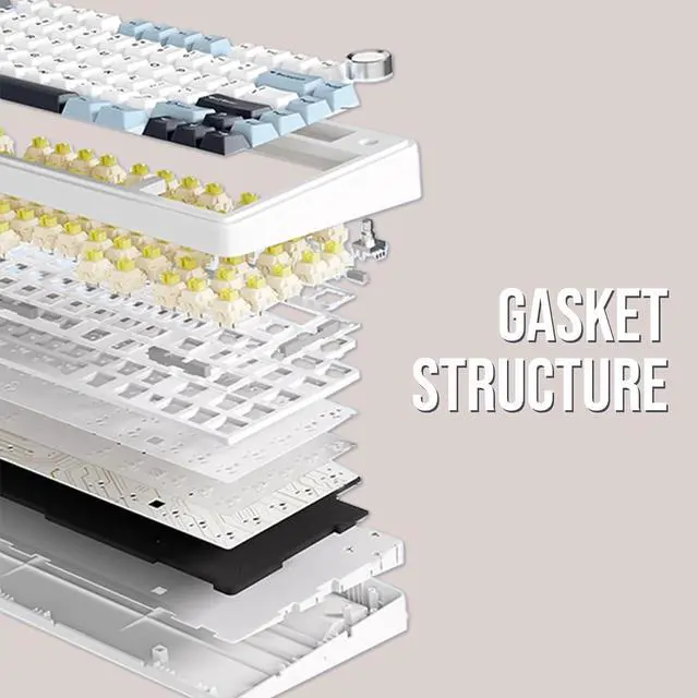 Alt view image 6 of 7 - Aula F75 Gasket Mechanical Keyboard, 75% Wireless Hot Swappable Gaming Keyboard with Five-Layer Padding&Knob, Bluetooth/2.4GHz/USB-C, RGB (Black Gradient, LEOBOG Reaper Switch)