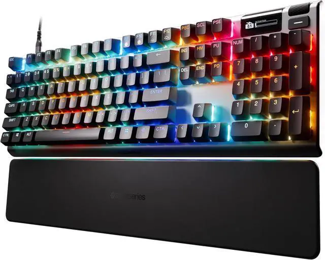 Main image of SteelSeries Apex Pro Gen 3 OmniPoint 3.0 HyperMagnetic Switches  Adjustable Actuation  Rapid Trigger  Game-Ready Presets  Protection Mode  Rapid Tap/SOCD  OLED  RGB  PBT Keycaps  USB-C