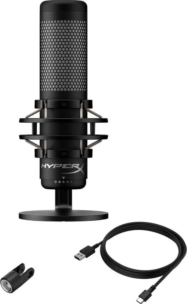 Alt view image 3 of 7 - HyperX QuadCast 2  USB Microphone for Gaming, Streaming and Podcasting, with On-Board Controls, LED Lighting, Removable Shock Mount, PC, Mac, PS5, PS4, USB-C - Black
