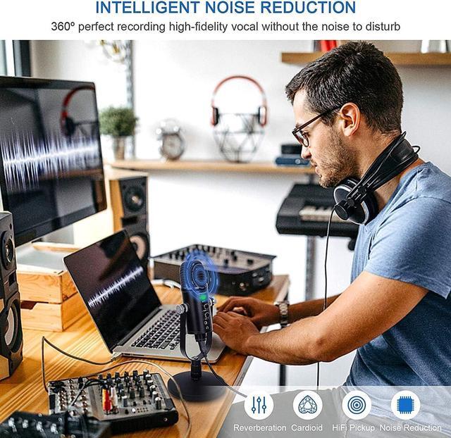 Alt view image 4 of 6 - Microphone for Podcast, USB Microphone Kit for Phone, PC/Micro/Mac/Android,Professional Plug&Play Studio Microphone with Stand for Gaming, Online Chatting, Videos, Voice Overs, Streaming